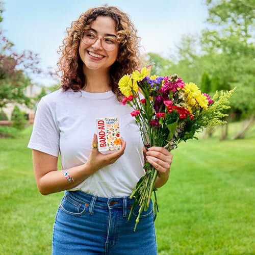 BAND-AID Brand Flexible Fabric Adhesive Bandages, Wildflower - Product Imagery