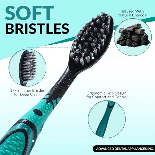ADA Cavity Defense Activated Charcoal Toothbrush 5 Pack - Product Imagery