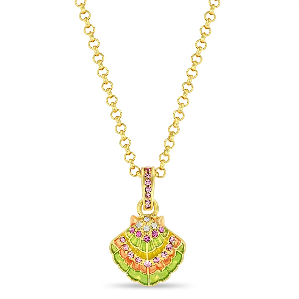 Ritzy Couture by Esme Hecht Pastel Scallop Shell with Pearl Enhancer Charm Necklace with 16" Chain by Ritzy Couture 
