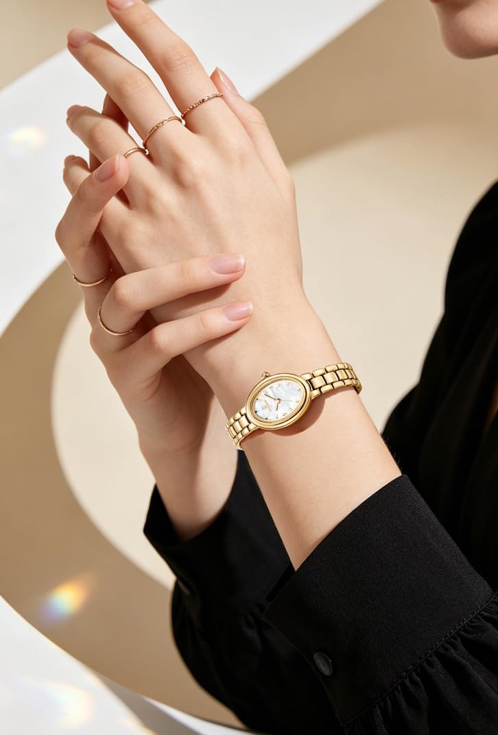 MASTOP Women’s Oval Bracelet Watch Stainless Steel Easy Read Dial – product photo (Wrist Watches)