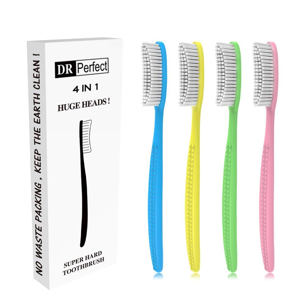DR PERFECT Extra Hard & Firm Toothbrush Large Long Head - Product Imagery