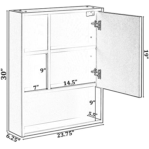 Basicwise Wall Mount Bathroom Mirrored Storage Cabinet with Open - Product Imagery