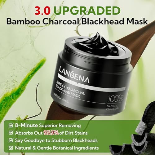 LANBENA 3.0 Bamboo Charcoal Blackhead Remover Mask, Nose Pore - Product Imagery