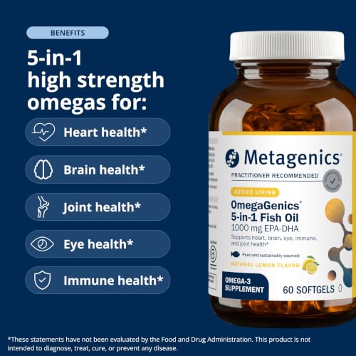 Metagenics OmegaGenics Omega-3 Fish Oil 1000mg EPA DHA, 60 - Product Imagery