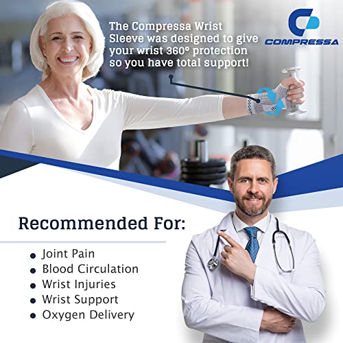 Compressa Wrist Compression Sleeve for Women & Men - Non-Slip - Product Imagery