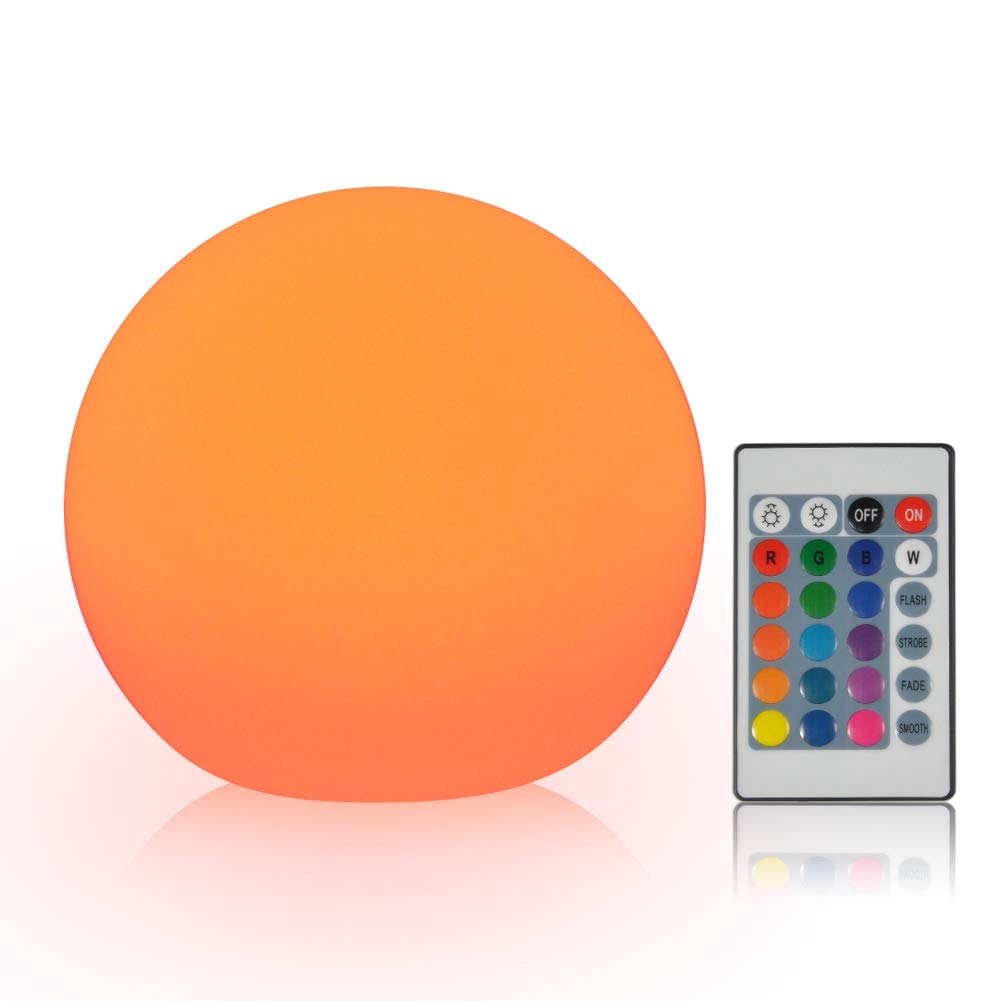 Zopsc Rechargeable LED Ball Light, Decorative Remote Control Lamp with 16 Colors, Christmas Party Lights, 12 Inch Glowin