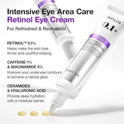 Anua Retinol 0.1 Caffeine Revitalizing Eye Cream, 1.05 fl oz - Product Imagery
