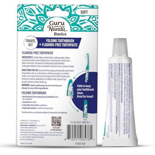 GuruNanda Folding Travel Toothbrush with Hydroxyapatite - Product Imagery