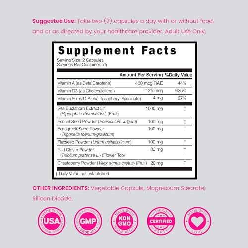 Vaginal Moisturizer & Dryness Supplement (150 Capsules) Support - Product Imagery