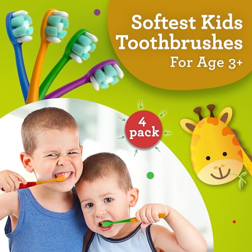 GuruNanda Butter On Gums Kids Toothbrush - 4 Pack Extra Soft - Product Imagery