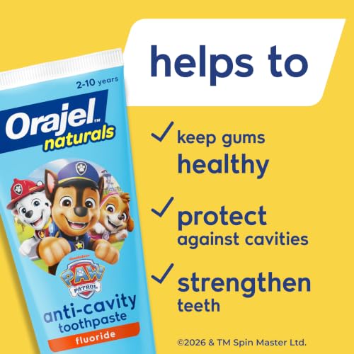 Orajel Naturals PAW Patrol Kids Fluoride Toothpaste, 4.2 Oz - Product Imagery