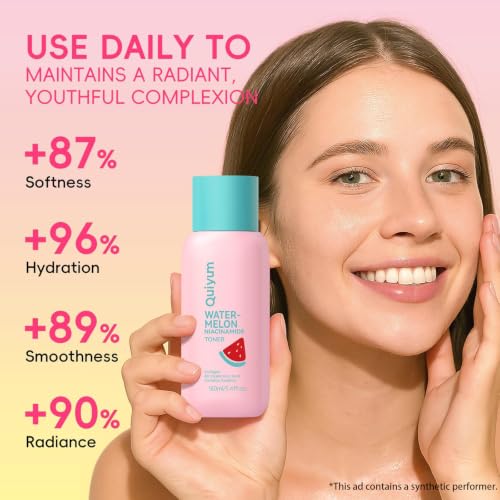 QUIYUM Watermelon & Niacinamide Skincare Set for Women Teens - Product Imagery