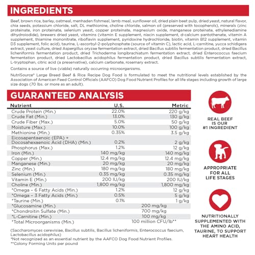 NutriSource Beef & Rice Dog Food, Good4Life Probiotics & - Product Imagery