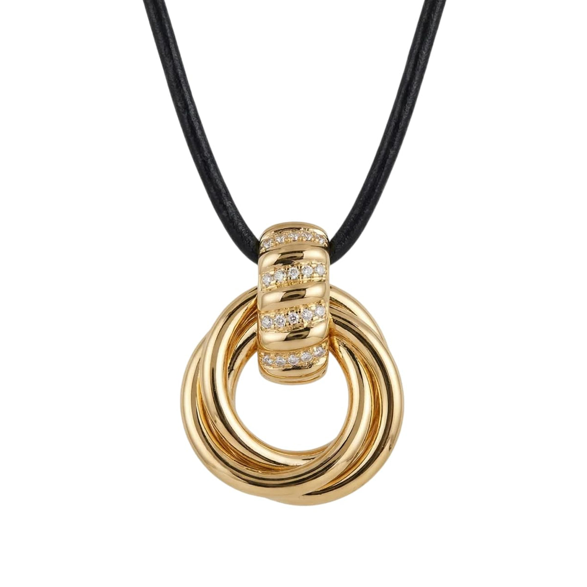 The M Margaux Knot Pendant Necklace For Women, Plain or Iced-Out, 16 in – Iced Out Knot Pendant (With Stones), Brass, 16