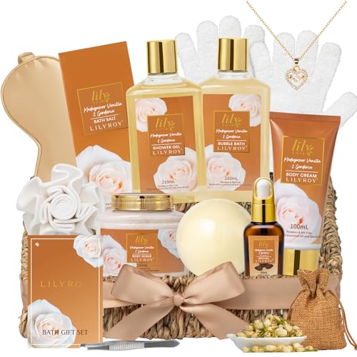 LILY ROY Woman Gifts, Birthday Gift - Luxurious Vanilla Spa Gift Baskets for Women