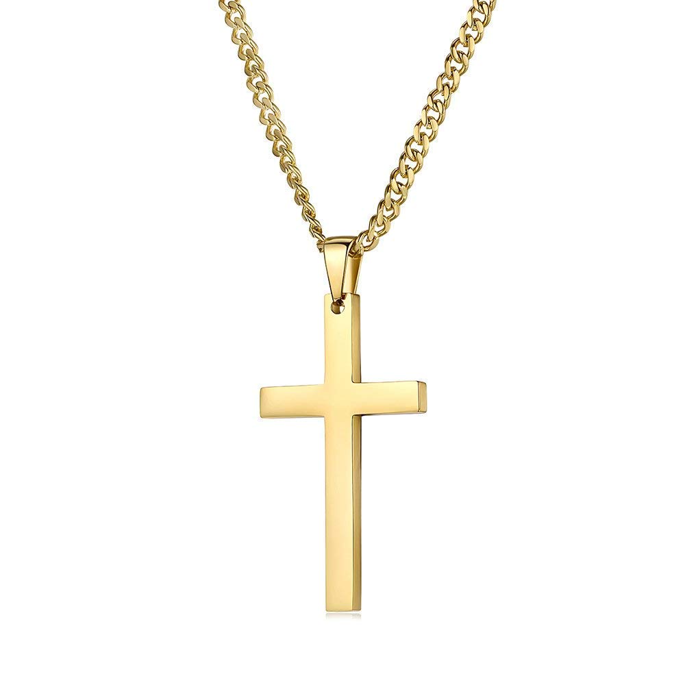 14K Gold Chain Style Cross Pendant Necklace Solid plated - Dubai Collections Official Imagery - 1