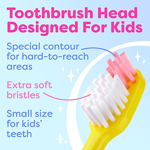 Kids Toothbrush 4 Pack - Soft Bristles with Suction Cup - - Product Imagery