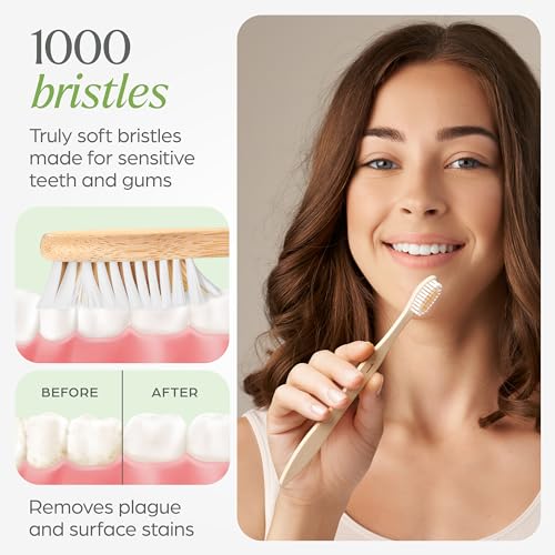 VIVAGO Bamboo Toothbrushes 10 Pack - Soft Bristles Toothbrushes - Product Imagery