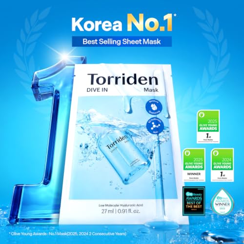 Torriden DIVE IN Hyaluronic Acid Facial Mask (10 sheets) | Deep - Product Imagery