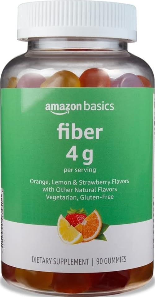 Amazon Basics Soft Fiber Gummies for Digestive Health and - Product Imagery