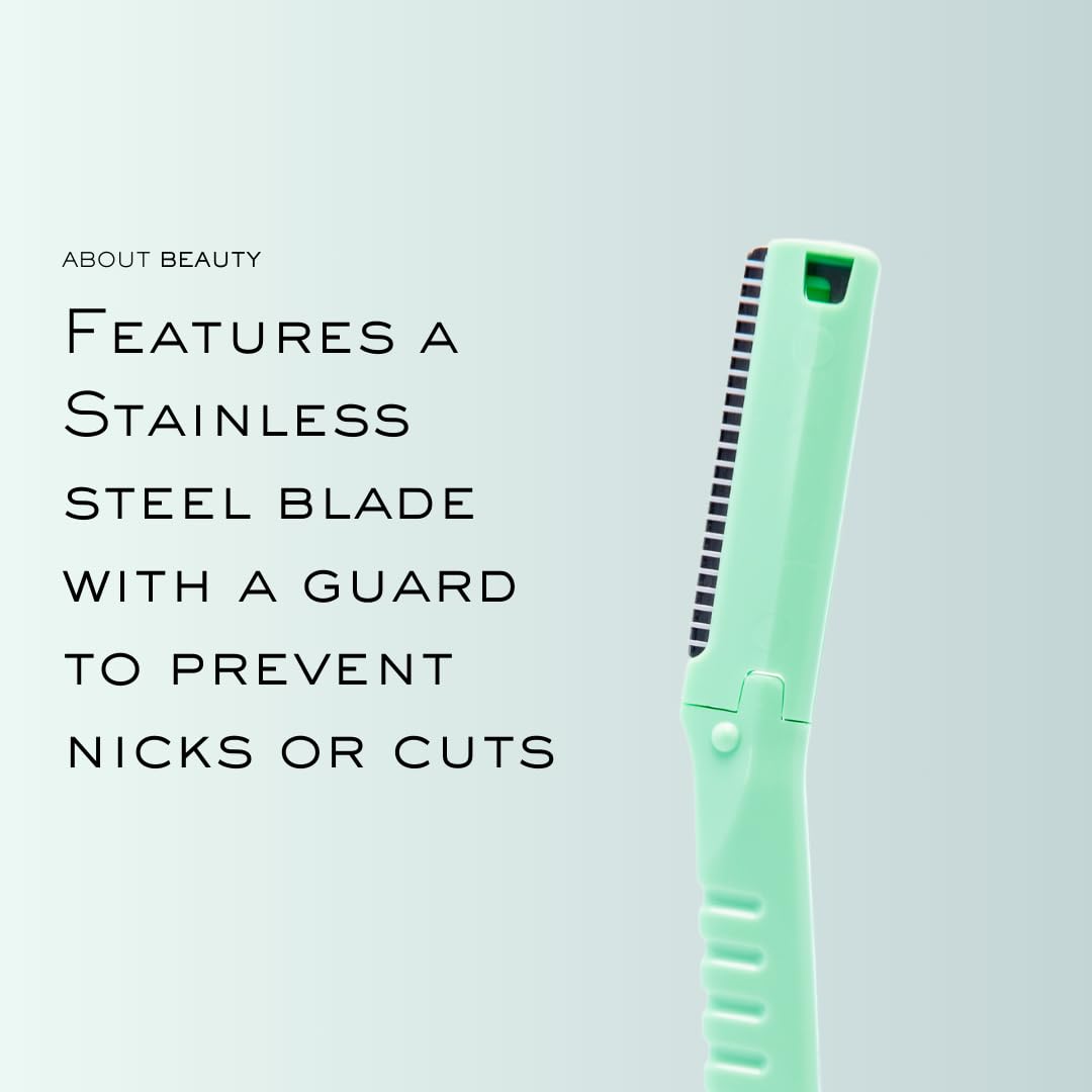 About Beauty Face N Brow 3 manual grooming razors for hair removal, featuring sleek design and precise blades for facial hair shaping.