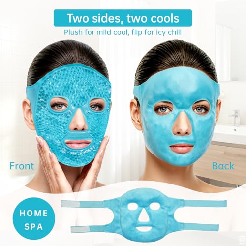 ZNÖCUETÖD Cold Face Ice Mask Facial Ice Pack, Hot Cold Compress - Product Imagery
