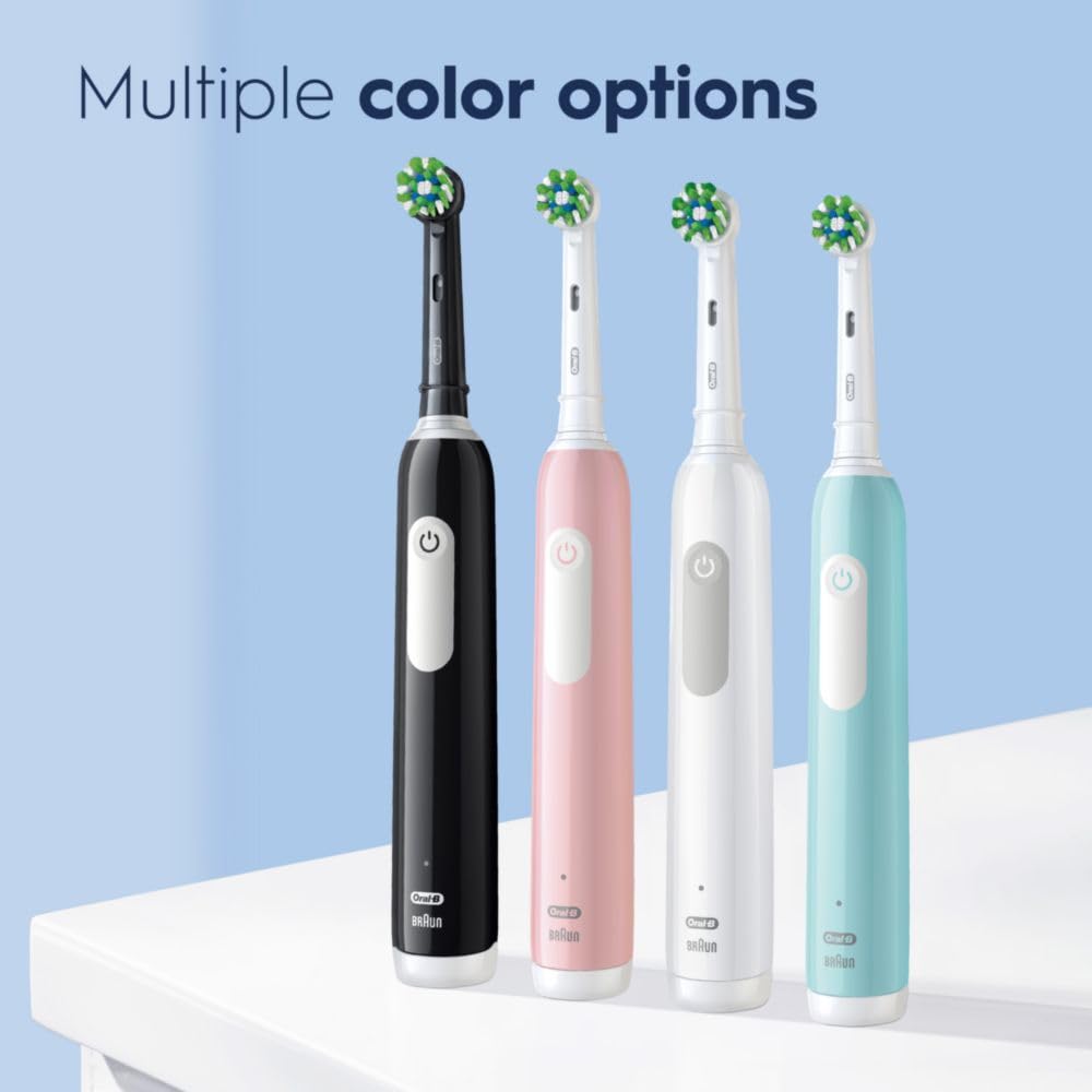 Oral-B Pro 1000 rechargeable electric toothbrush in black with brush head and ergonomic handle visible.