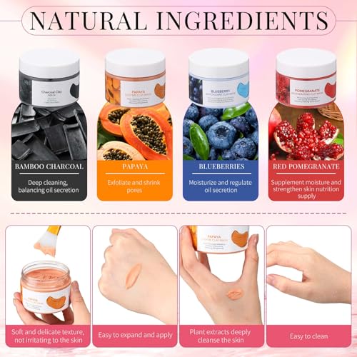 96 Pcs Face Mask Set with Clay Masks, Eye Patches and Brush - Product Imagery