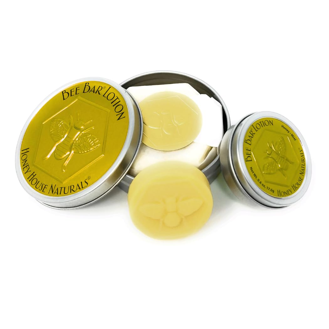 Honey House Naturals Bee Bar Duo - Vanilla - Small .6 Ounce and Large 2 Ounce - All Natural Ultra Moisturizing Lotion Ba