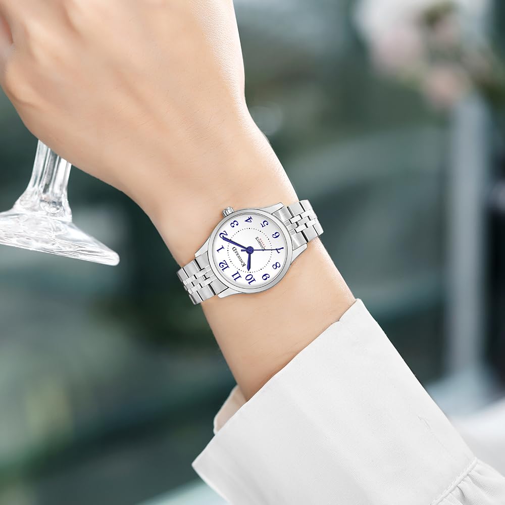 KNISKRED Easy Reader Dress Watch for Women – close-up detail in Silver