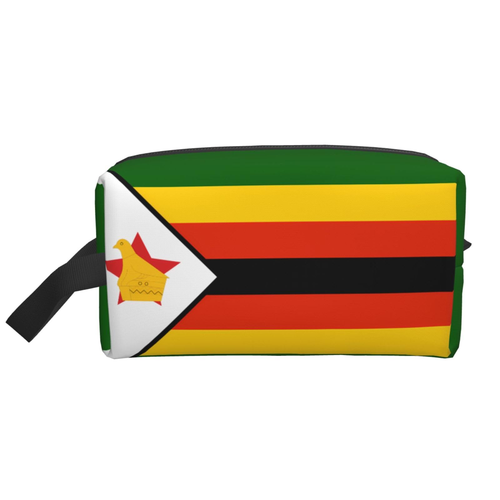 Large capacity Zimbabwe flag cosmetic pouch by SXZVVBN, made of durable oxford cloth, ideal for travel toiletries and makeup.