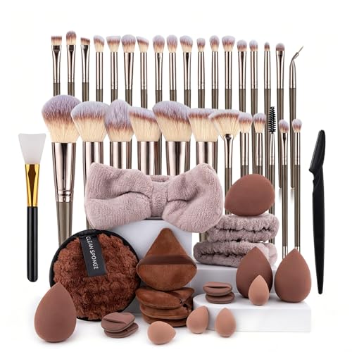 Kuyqd Makeup Brushes Set,52PCS Professional Makeup Tool Set Makeup Sponge – Professional Kit-52PCS, Synthetic