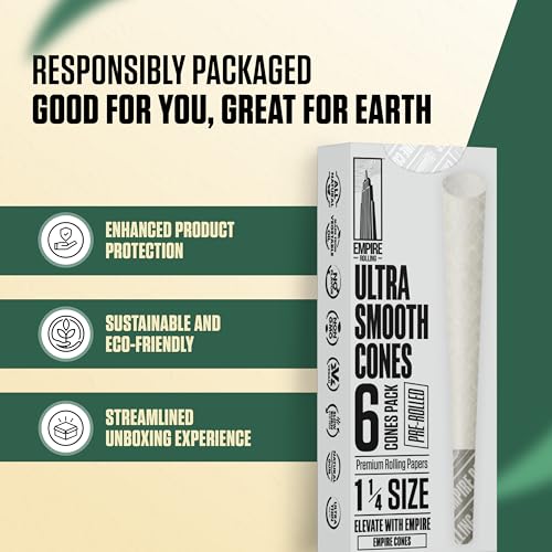Premium Ultra Smooth Pre-Rolled Cones, White, 1.25", Unbleached - Product Imagery