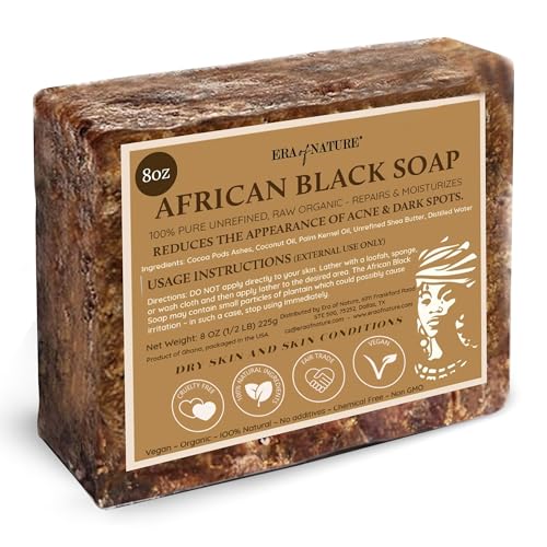 era of nature Organic African Black Soap Bar, Shea Butter, Dry - Product Imagery