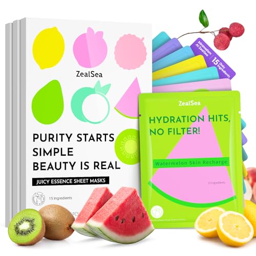 ZealSea EWG Face Masks Skincare Set, 21 Pack Spa Party Gifts for Teen Girls – Alcohol Free, Artificial Color Free, Miner