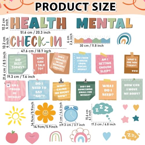 Mental Health Bulletin Board Set Boho Classroom Decoration - Product Imagery