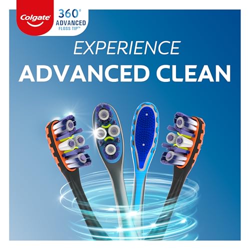Colgate 360 Advanced Clean Floss Tip Soft Toothbrushes, 6 Pack - Product Imagery