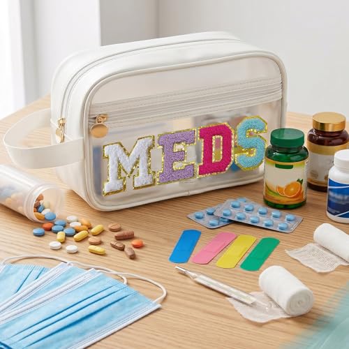 COSHAYSOO Clear MEDS Bag Travel Medicine Zipper Pouch Small - Product Imagery