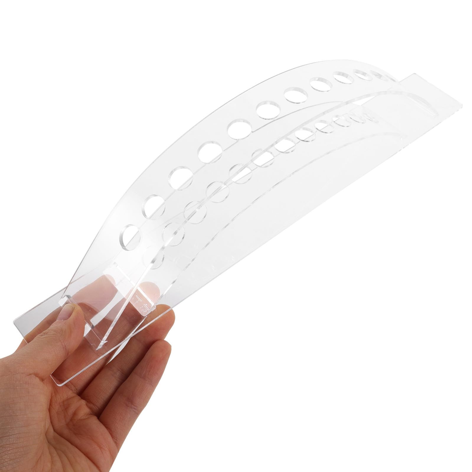 SHINEOFI acrylic hair stick organizer with 12 arched holes for hairpins, display stand, and hair accessories storage.