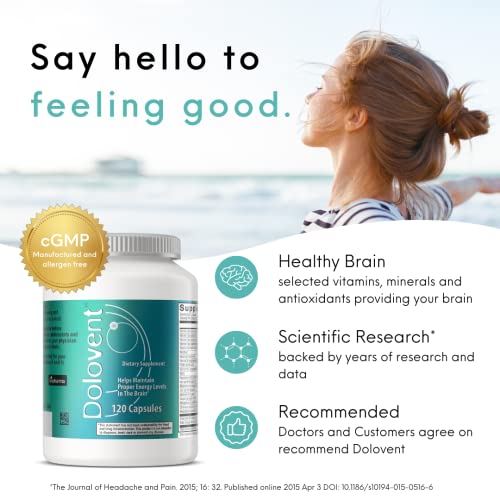 Dolovent Vitamin B2, Magnesium & CoQ10 Formula, 120 Capsules - Product Imagery