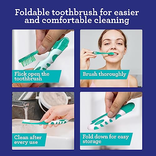GuruNanda Folding Toothbrush with Built-in Cover, Perfect for - Product Imagery