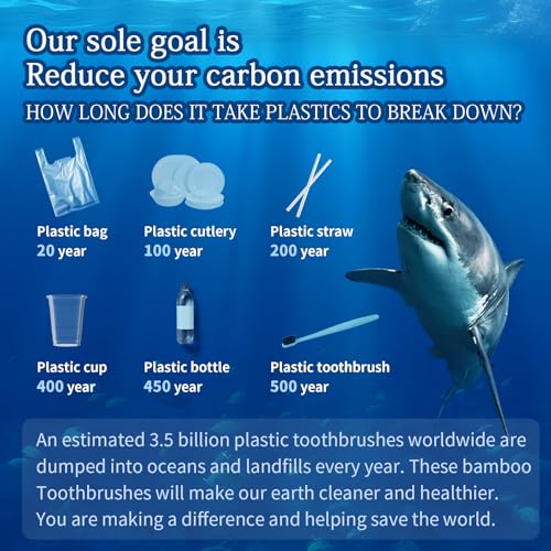 Bamboo Toothbrushes Medium Bristles 4 Pack - BPA Free Medium - Product Imagery