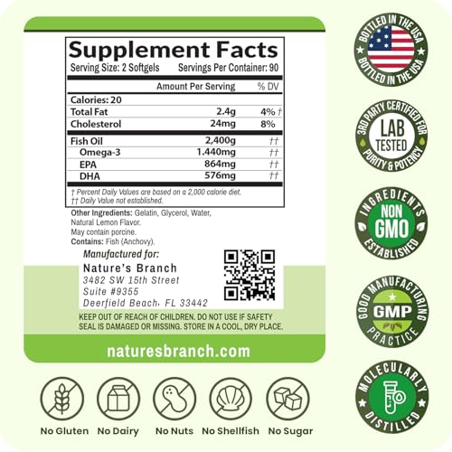 Triple Strength Omega 3 Fish Oil for Heart Health, Brain & Eyes - Product Imagery