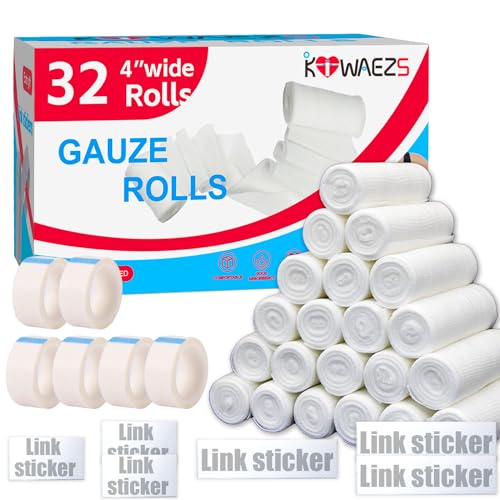32 Pack Gauze Rolls Bandages 4 ” x 4.1 yd Premium Quality Lint - Product Imagery
