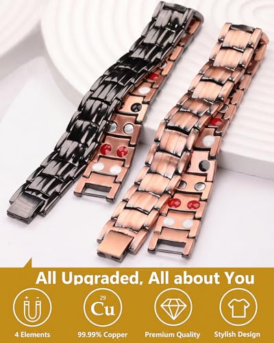 Feraco Magnetic Copper Bracelet for Men 99.99% Solid Pure Copper - Product Imagery