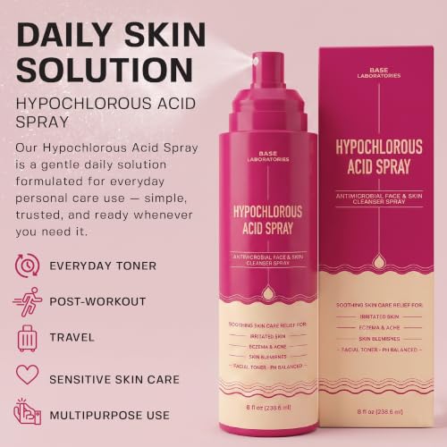 BASE LABORATORIES Hypochlorous Acid Spray for Face, Skin Cleanse - Product Imagery