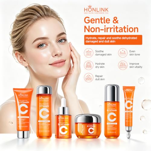 Vitamin C Skincare Set for Women, 6-Step Face Care Routine - Product Imagery