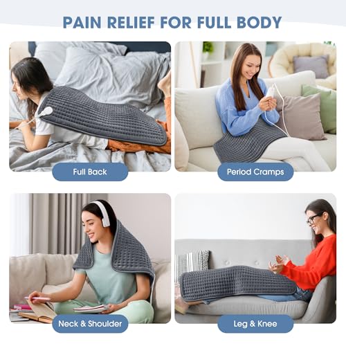 FluffyWarmth Electric Heating Pad for Back, Extra Large 17"x33", - Product Imagery