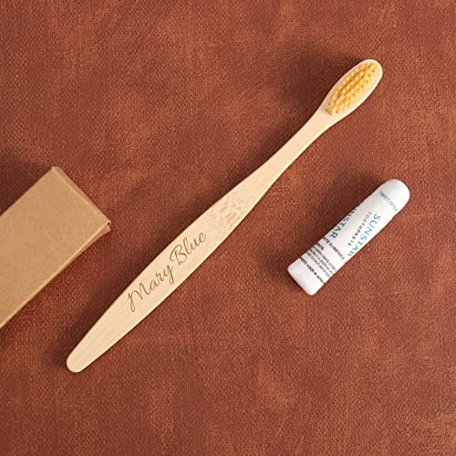 Custom Name Biodegradable Bamboo Toothbrushes, Personalized Soft - Product Imagery