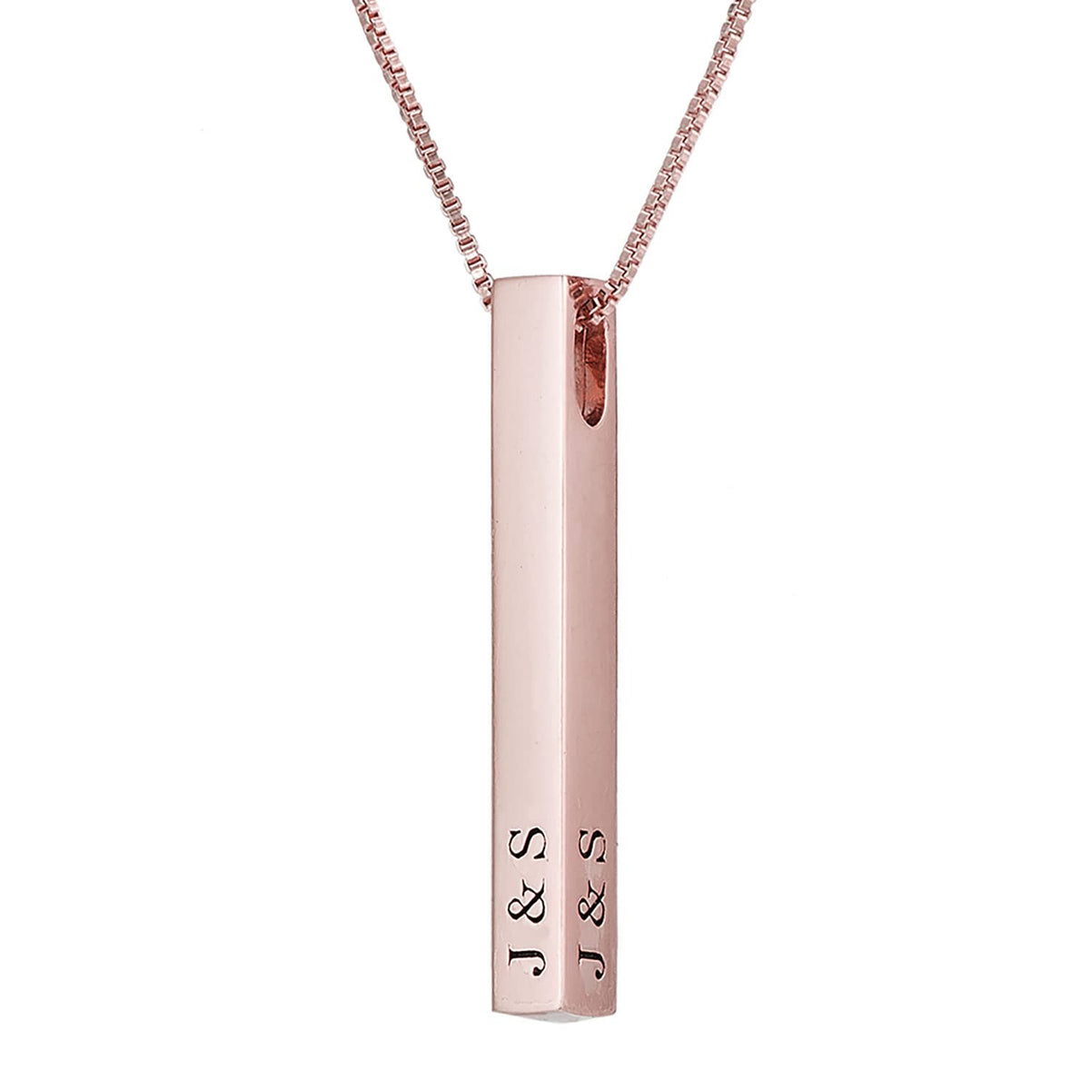 Sterling Silver 3D Engraved Personalized Bar Name Necklace - RESVIVI Official Imagery - 5
